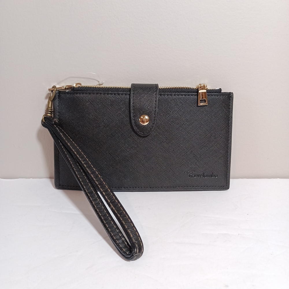 Travelambo Womens RFID Blocking Bifold Multi Card Black Wristlet Wallet NEW